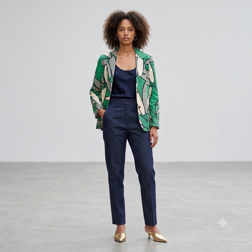 Marni Abstract Cotton Blazer Women IT 40 US 4 Green Designer Whimsy Bold Maximal